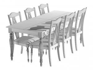 Table and Chairs Set 3D Model