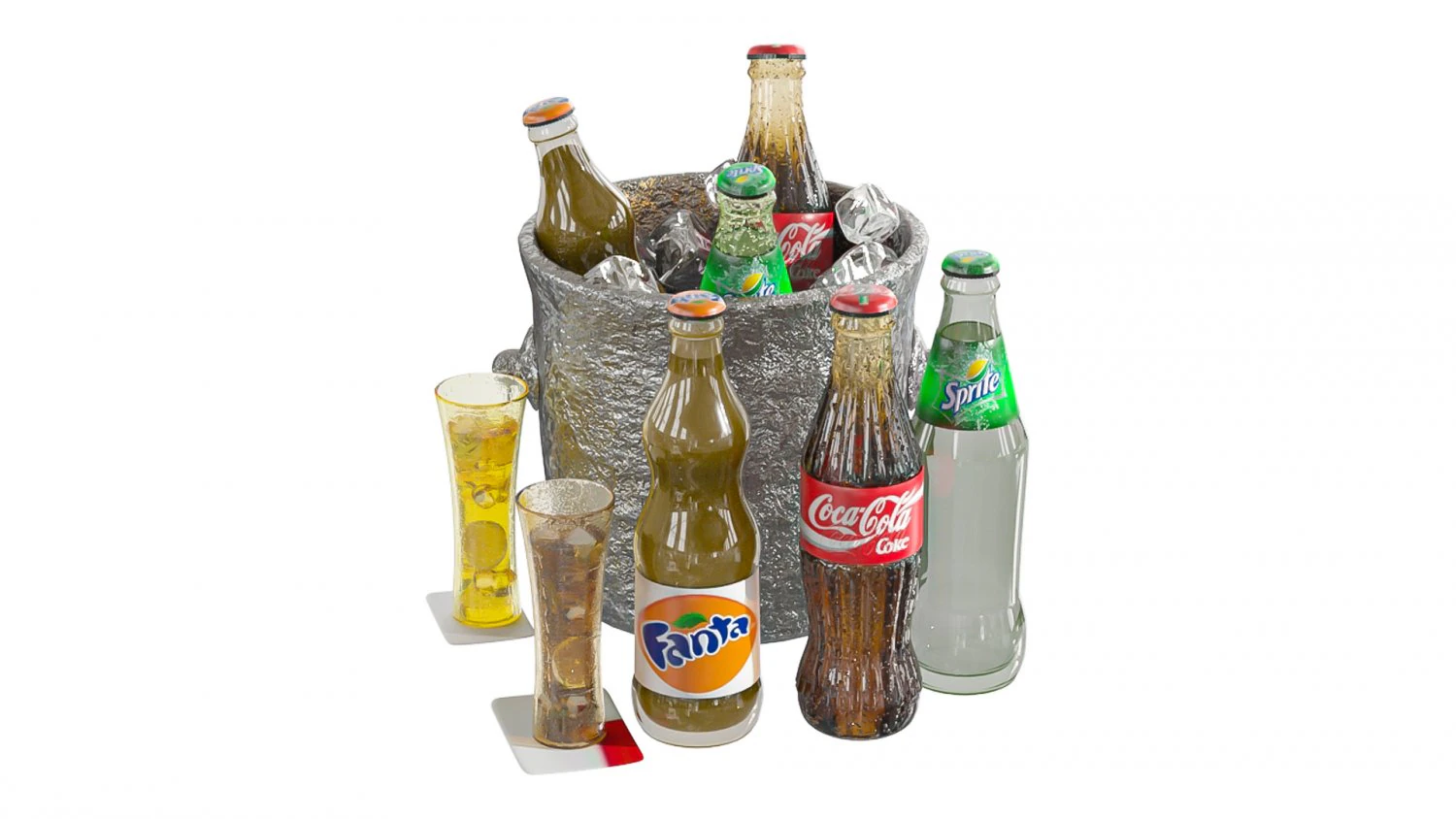 Drink Set 01 3D Model .c4d .max .obj .3ds .fbx .stl .blend 