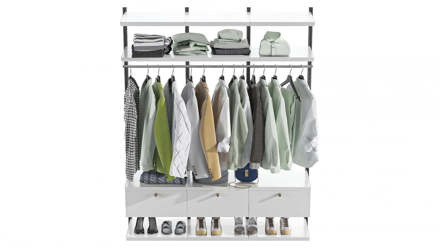 Wardrobe Wall Module Clothing 3D Model .c4d .max .obj .3ds .fbx .stl .blend 