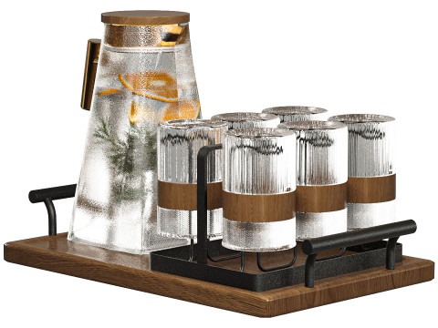 Glass Decanter Set 001 3D Model