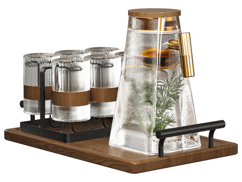 Glass Decanter Set 001 3D Model