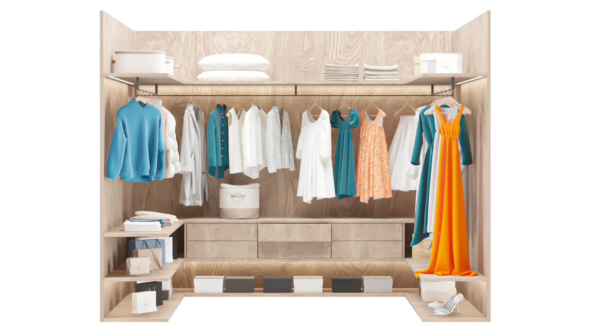 Wardrobe Modern 3D Model .c4d .max .obj .3ds .fbx .stl .blend 