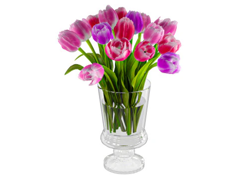 Wazon z tulipanami Model 3D