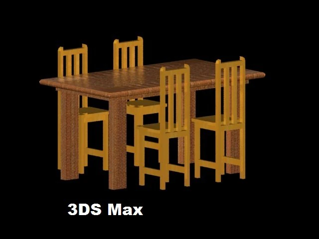 wooden dining room 3D Model .c4d .max .obj .3ds .fbx .stl .blend