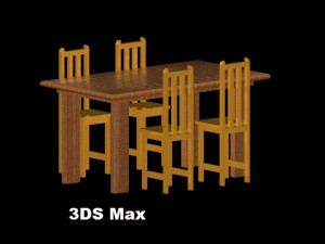 wooden dining room Modèle 3D