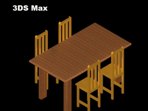 wooden dining room 3D Model