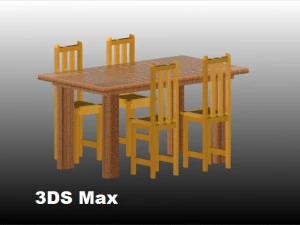 wooden dining room 3D Model