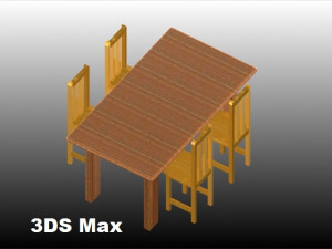 wooden dining room Modèle 3D