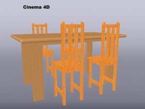wooden dining room Modèle 3D