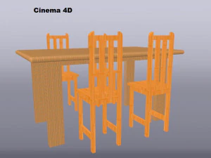 wooden dining room 3D Model