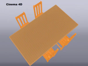 wooden dining room 3D Model