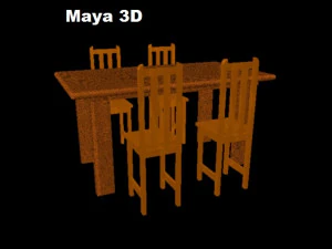 wooden dining room 3D Model
