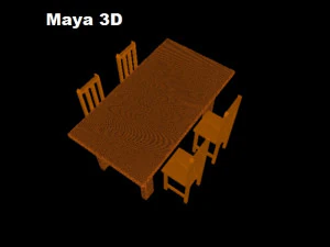 wooden dining room 3D Model