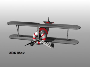 gray biplane 3D Model