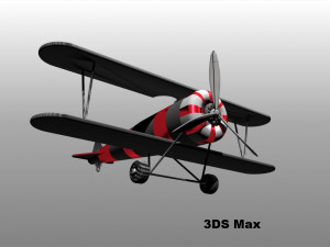 gray biplane Modello 3D