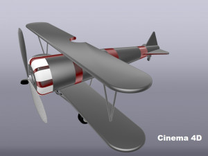 gray biplane Modello 3D