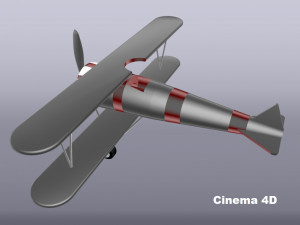 gray biplane Modello 3D