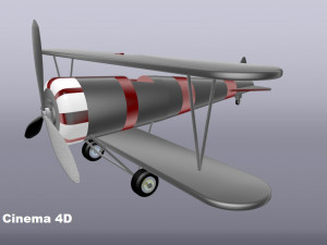 gray biplane Modello 3D