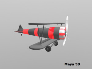 gray biplane Modello 3D