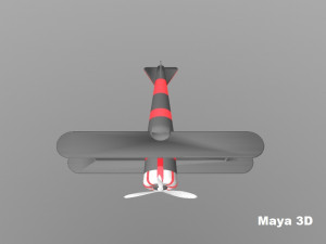 gray biplane Modello 3D