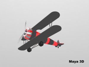 gray biplane Modello 3D