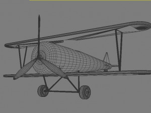 gray biplane Modello 3D
