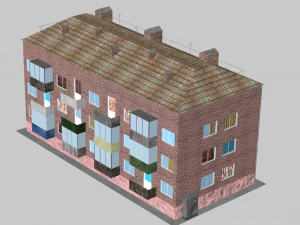 Sowjetischer kleiner Wohnblock Chruschtschowka 3D Modell