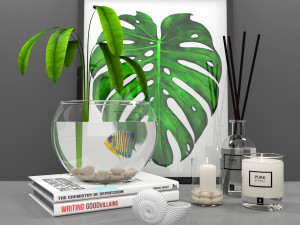 decorative set 02 with aquarium 3D Model