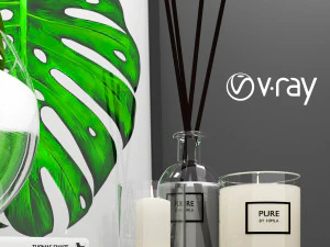 decorative set 02 with aquarium 3D Model