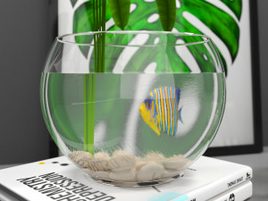 decorative set 02 with aquarium 3D 模型