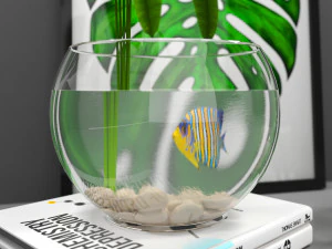 decorative set 02 with aquarium 3D Model