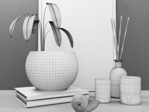 decorative set 02 with aquarium 3D 模型