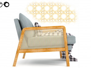 Armchair 01 with rattan 3Dモデル