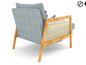 Armchair 01 with rattan 3Dモデル