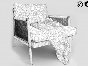 Armchair 01 with rattan 3Dモデル