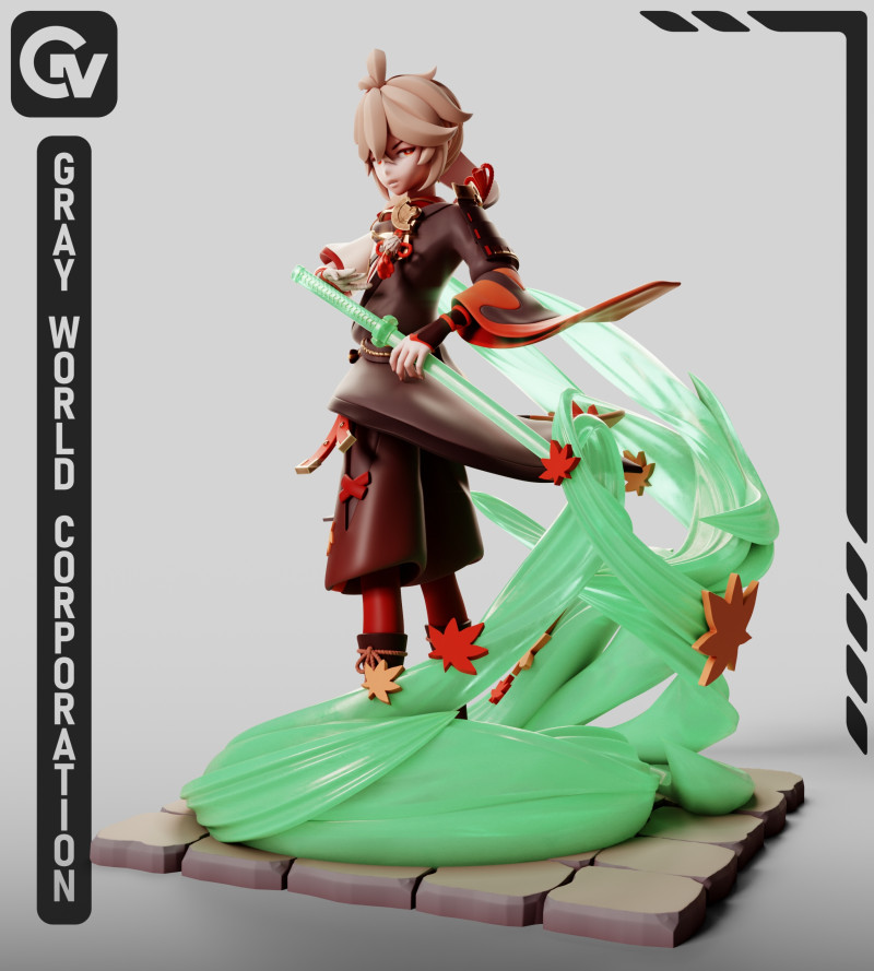 Kaedehara Kazuha Genshin Impact 3D Baskı Modeli .c4d .max .obj .3ds .fbx .stl .blend 