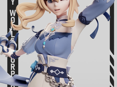 Jean Sea Breeze Dandelion Genshin Impact 3Dプリントモデル