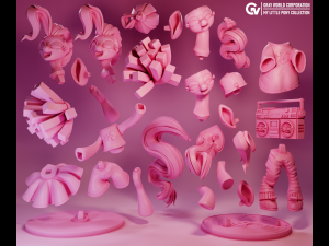 Cheerleader Pinkie Pie And Limp Pinkit - My Little Pony Modèles 3D en vedette
