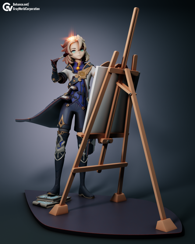 Albedo Kreideprinz - Genshin Impact Model Cetak 3D .c4d .max .obj .3ds .fbx .stl .blend 