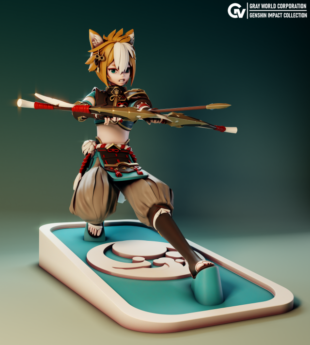 Gorou Genshin Impact Modèles 3D en vedette .c4d .max .obj .3ds .fbx .stl .blend 