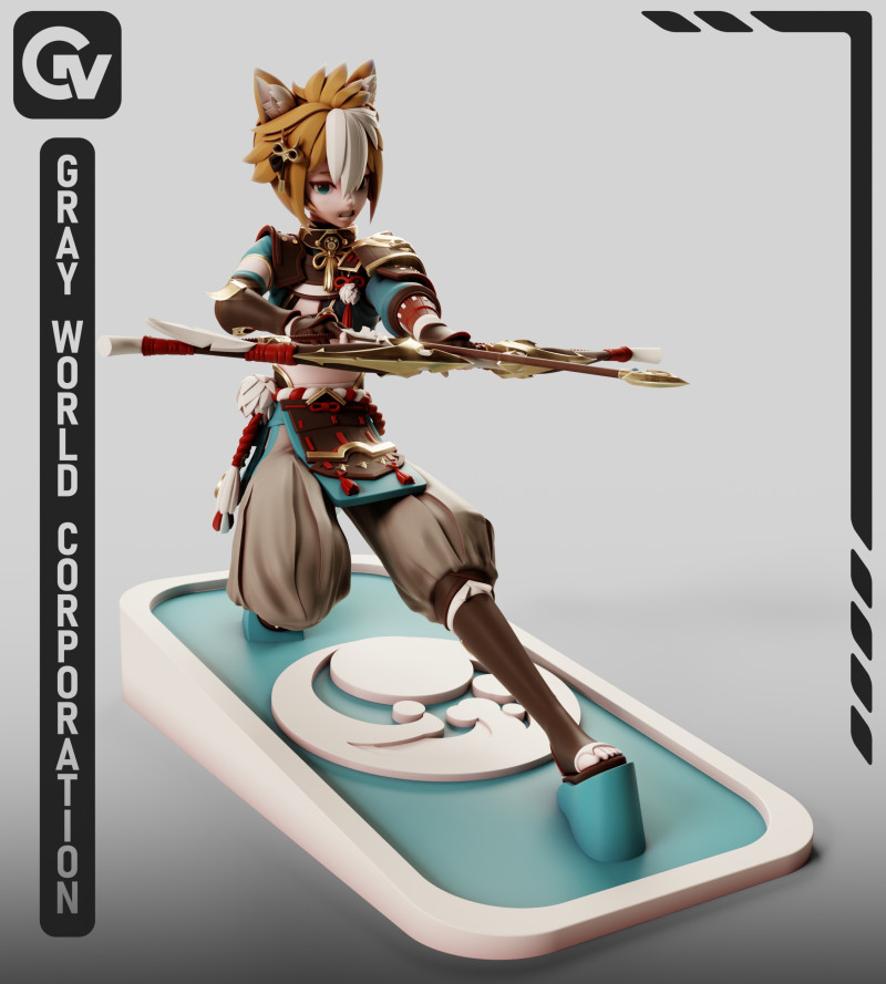 Gorou Genshin Impact 3D 打印模型 .c4d .max .obj .3ds .fbx .stl .blend