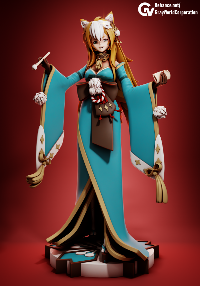 Miss Hina-Sama Genshin Impact 3D 打印模型 .c4d .max .obj .3ds .fbx .stl .blend 