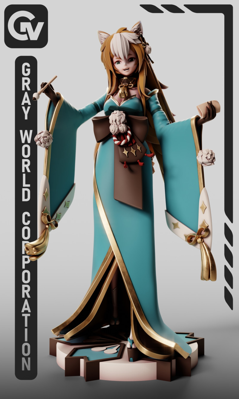 Miss Hina-Sama Genshin Impact 3D 打印模型 .c4d .max .obj .3ds .fbx .stl .blend 