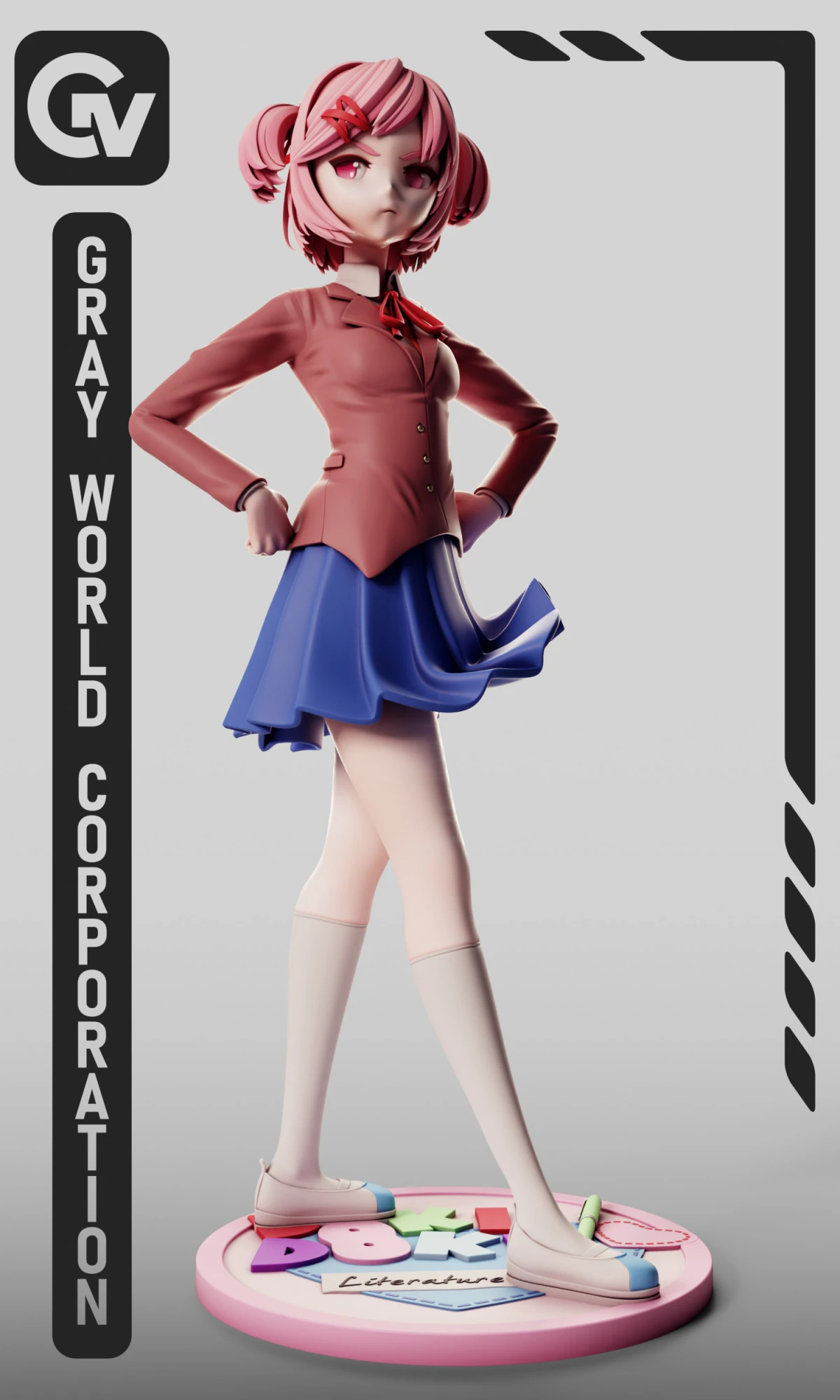 Natsuki Doki Doki Literature Club 3D Print Model .c4d .max .obj .3ds .fbx .stl .blend 