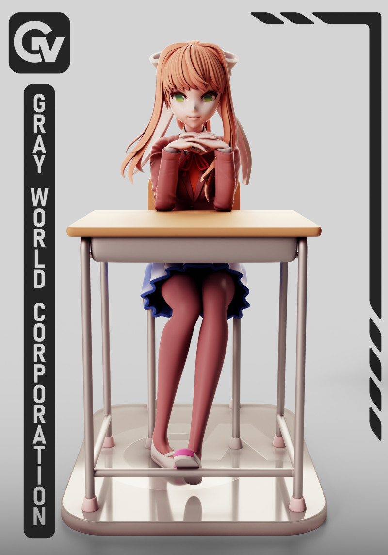 Monika - Doki Doki Literature Club 3D Принт Модель .c4d .max .obj .3ds .fbx .stl .blend