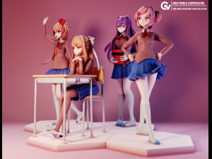 Doki Doki Literature Club Set 3D Print Model