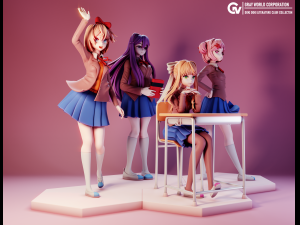 Doki Doki Literature Club Set 3D Print Model