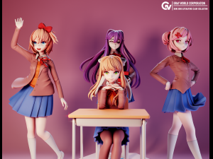 Doki Doki Literature Club Set 3D Print Model
