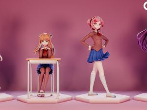 Doki Doki Literature Club Set 3D Print Model
