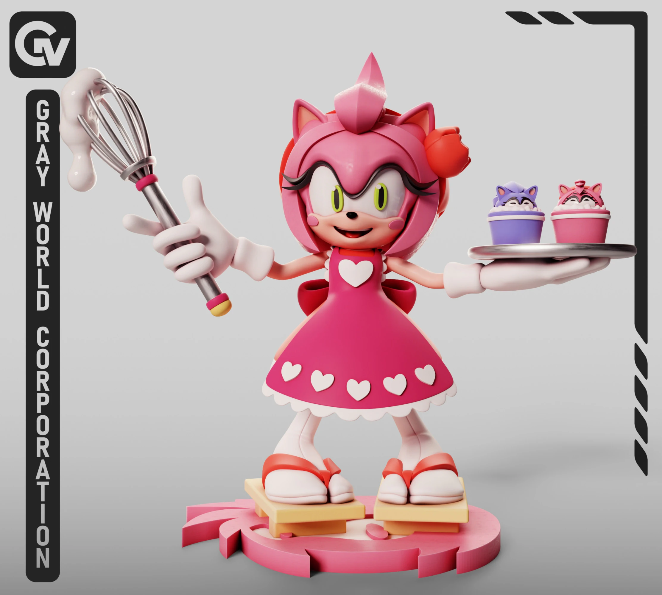 Amy Rose Confectioner - Sonic The Hedgehog 3D Print Model .c4d .max .obj .3ds .fbx .stl .blend 